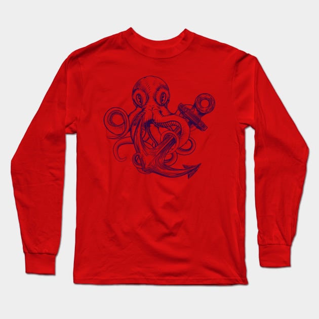 Anchored Kraken Long Sleeve T-Shirt by TeeTrafik